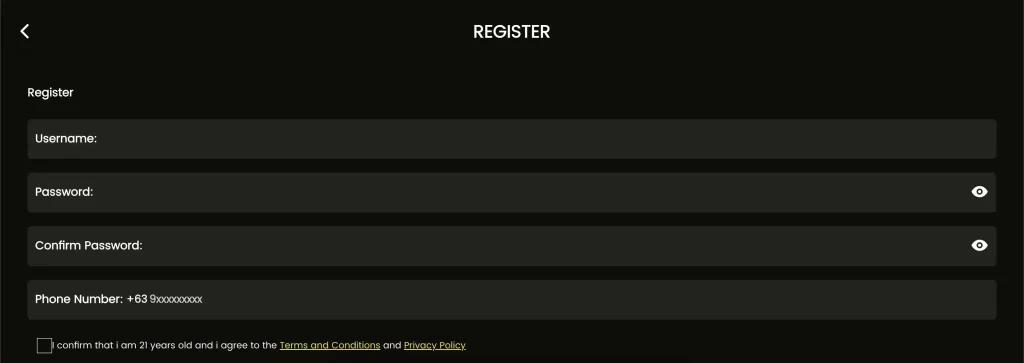 WINPLUS quick sign-up interface with easy access to app, download, and online casino features